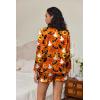 imageEkouaer Satin Pajama Set for Women Button Down Pj Set Long Sleeve Top and Shorts 2 Piece Loungewear Summer Soft SleepwearHalloween