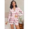 imageEkouaer Satin Pajama Set for Women Button Down Pj Set Long Sleeve Top and Shorts 2 Piece Loungewear Summer Soft SleepwearMonkey Banana