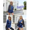imageEkouaer Satin Pajama Set for Women Button Down Pj Set Long Sleeve Top and Shorts 2 Piece Loungewear Summer Soft SleepwearNavy Blue
