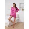 imageEkouaer Satin Pajama Set for Women Button Down Pj Set Long Sleeve Top and Shorts 2 Piece Loungewear Summer Soft SleepwearZebra Printpink