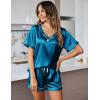 imageEkouaer Silk Pajama for Women Short Sleeve Satin Pj Set Two Piece Soft Sleepwear Loungewear SXXLBlue