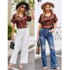 imageEkouaer Silk Pajama for Women Short Sleeve Satin Pj Set Two Piece Soft Sleepwear Loungewear SXXLCaramel