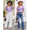 imageEkouaer Silk Pajama for Women Short Sleeve Satin Pj Set Two Piece Soft Sleepwear Loungewear SXXLLavender
