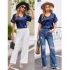 imageEkouaer Silk Pajama for Women Short Sleeve Satin Pj Set Two Piece Soft Sleepwear Loungewear SXXLNavy Blue