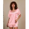 imageEkouaer Silk Pajama for Women Short Sleeve Satin Pj Set Two Piece Soft Sleepwear Loungewear SXXLPink Stripes
