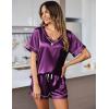 imageEkouaer Silk Pajama for Women Short Sleeve Satin Pj Set Two Piece Soft Sleepwear Loungewear SXXLPurple