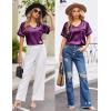 imageEkouaer Silk Pajama for Women Short Sleeve Satin Pj Set Two Piece Soft Sleepwear Loungewear SXXLPurple