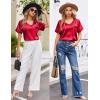 imageEkouaer Silk Pajama for Women Short Sleeve Satin Pj Set Two Piece Soft Sleepwear Loungewear SXXLRed