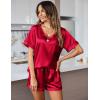 imageEkouaer Silk Pajama for Women Short Sleeve Satin Pj Set Two Piece Soft Sleepwear Loungewear SXXLRed