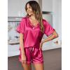 imageEkouaer Silk Pajama for Women Short Sleeve Satin Pj Set Two Piece Soft Sleepwear Loungewear SXXLRose Red