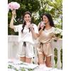 imageEkouaer Silk Pajama for Women Short Sleeve Satin Pj Set Two Piece Soft Sleepwear Loungewear SXXLWhite