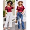 imageEkouaer Silk Pajama for Women Short Sleeve Satin Pj Set Two Piece Soft Sleepwear Loungewear SXXLWine Red