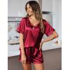 imageEkouaer Silk Pajama for Women Short Sleeve Satin Pj Set Two Piece Soft Sleepwear Loungewear SXXLWine Red