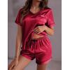imageEkouaer Silk Pajama for Women Short Sleeve Satin Pj Set Two Piece Soft Sleepwear Loungewear SXXLWine Red