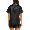 imageEkouaer Silk Pajamas for Women Set Short Sleeve Sleepwear Soft Button Down Loungewear 2 Piece Satin Pjs Shorts Set SXXLBlack