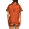 imageEkouaer Silk Pajamas for Women Set Short Sleeve Sleepwear Soft Button Down Loungewear 2 Piece Satin Pjs Shorts Set SXXLCaramel