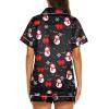 imageEkouaer Silk Pajamas for Women Set Short Sleeve Sleepwear Soft Button Down Loungewear 2 Piece Satin Pjs Shorts Set SXXLChristmas Black