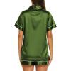 imageEkouaer Silk Pajamas for Women Set Short Sleeve Sleepwear Soft Button Down Loungewear 2 Piece Satin Pjs Shorts Set SXXLDark Army Green
