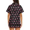 imageEkouaer Silk Pajamas for Women Set Short Sleeve Sleepwear Soft Button Down Loungewear 2 Piece Satin Pjs Shorts Set SXXLFlamingo Black
