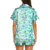 imageEkouaer Silk Pajamas for Women Set Short Sleeve Sleepwear Soft Button Down Loungewear 2 Piece Satin Pjs Shorts Set SXXLFlamingo Light Green
