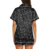 imageEkouaer Silk Pajamas for Women Set Short Sleeve Sleepwear Soft Button Down Loungewear 2 Piece Satin Pjs Shorts Set SXXLFloral Black Stars
