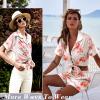 imageEkouaer Silk Pajamas for Women Set Short Sleeve Sleepwear Soft Button Down Loungewear 2 Piece Satin Pjs Shorts Set SXXLFloral Light Pink