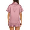 imageEkouaer Silk Pajamas for Women Set Short Sleeve Sleepwear Soft Button Down Loungewear 2 Piece Satin Pjs Shorts Set SXXLGrey Purple
