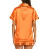 imageEkouaer Silk Pajamas for Women Set Short Sleeve Sleepwear Soft Button Down Loungewear 2 Piece Satin Pjs Shorts Set SXXLOrange