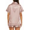 imageEkouaer Silk Pajamas for Women Set Short Sleeve Sleepwear Soft Button Down Loungewear 2 Piece Satin Pjs Shorts Set SXXLPale Coffee