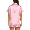 imageEkouaer Silk Pajamas for Women Set Short Sleeve Sleepwear Soft Button Down Loungewear 2 Piece Satin Pjs Shorts Set SXXLPink