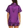 imageEkouaer Silk Pajamas for Women Set Short Sleeve Sleepwear Soft Button Down Loungewear 2 Piece Satin Pjs Shorts Set SXXLPurple