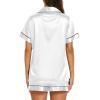 imageEkouaer Silk Pajamas for Women Set Short Sleeve Sleepwear Soft Button Down Loungewear 2 Piece Satin Pjs Shorts Set SXXLWhite
