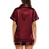 imageEkouaer Silk Pajamas for Women Set Short Sleeve Sleepwear Soft Button Down Loungewear 2 Piece Satin Pjs Shorts Set SXXLWine