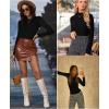 imageEkouaer Turtleneck Shirt Women Ruffle Ribbed Long Sleeve Mock Neck Tops Slim Fit Lettuce Trim Base LayerRed