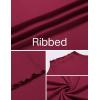imageEkouaer Turtleneck Shirt Women Ruffle Ribbed Long Sleeve Mock Neck Tops Slim Fit Lettuce Trim Base LayerRed