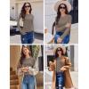 imageEkouaer Womens Long Sleeve Shirts 3 Pack Crew Neck Thermal Tops Loose Fit Undershirt Base Layer Trendy Clothes XSXXL3pcs Black  Tea Leaf  Beige