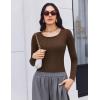 imageEkouaer Womens Long Sleeve Shirts 3 Packs Scoop Neck Ribbed Tops Fitted Thermal Undershirt Soft Layering Tees XSXXLBlackBrownKhaki