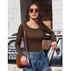 imageEkouaer Womens Long Sleeve Shirts 3 Packs Scoop Neck Ribbed Tops Fitted Thermal Undershirt Soft Layering Tees XSXXLBlackWhiteBrown