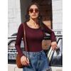 imageEkouaer Womens Long Sleeve Shirts 3 Packs Scoop Neck Ribbed Tops Fitted Thermal Undershirt Soft Layering Tees XSXXLBlackWhiteDark Red