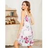 imageEkouaer Womens Nightgown Sleeveless Sleepwear Wide Strap Sleep Shirt Pleated Scoopneck Nightshirt SXXXLCharming Rose
