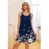imageEkouaer Womens Nightgown Sleeveless Sleepwear Wide Strap Sleep Shirt Pleated Scoopneck Nightshirt SXXXLDark Blue Flower