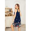 imageEkouaer Womens Nightgown Sleeveless Sleepwear Wide Strap Sleep Shirt Pleated Scoopneck Nightshirt SXXXLDark Blue Flower