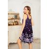 imageEkouaer Womens Nightgown Sleeveless Sleepwear Wide Strap Sleep Shirt Pleated Scoopneck Nightshirt SXXXLDark Purle Flower