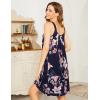 imageEkouaer Womens Nightgown Sleeveless Sleepwear Wide Strap Sleep Shirt Pleated Scoopneck Nightshirt SXXXLNavy Blue Orange Flower