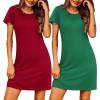 imageEkouaer 2 Pack Nightgowns for Women Sleepshirt Short Sleeve Night Shirts Soft Sleep Shirt Dress Classic Nightdress SXXLGreenred