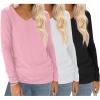 imageEkouaer 3 Pack Long Sleeve Shirts for Women V Neck T Shirt Fall Casual Tops Basic Base Layer Undershirts Tees 2025 SXXLBlackWhitePink
