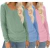imageEkouaer 3 Pack Long Sleeve Shirts for Women V Neck T Shirt Fall Casual Tops Basic Base Layer Undershirts Tees 2025 SXXLLight BlueGreenPink