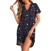 imageEkouaer Women V Neck Button Down NightgownBlack Star