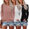 imageEkouaer Womens Long Sleeve Shirts 3 Pack Crew Neck Thermal Tops Loose Fit Undershirt Base Layer Trendy Clothes XSXXL3pcs Black  White  Dirty Pink