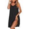 imageEkouaer Womens Nightgown Sleeveless Sleepwear Wide Strap Sleep Shirt Pleated Scoopneck Nightshirt SXXXL000black